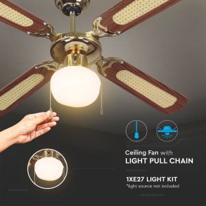 1*E27 LED Ceiling Fan 4 Blades 50W AC Motor