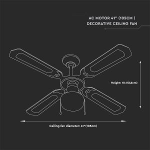 1*E27 LED Ceiling Fan 4 Blades 50W AC Motor