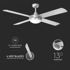 2*E27 LED Ceiling Fan With Light Kit Rf Kontrol 4 Blades 60W DC Motor