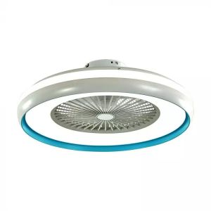 45W LED Box Fan With Ceiling Light RF Control 3in1 Motor Blue Ring