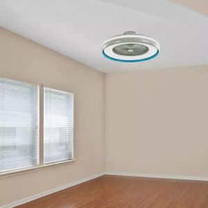 45W LED Box Fan With Ceiling Light RF Control 3in1 Motor Blue Ring