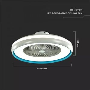 45W LED Box Fan With Ceiling Light RF Control 3in1 Motor Blue Ring