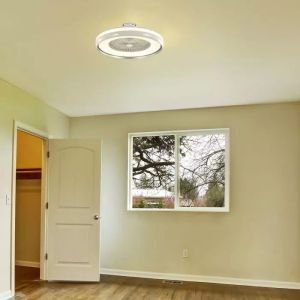 45W LED Box Fan With Ceiling Light RF Control 3in1 Motor Grey Ring