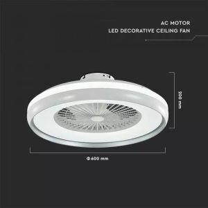 45W LED Box Fan With Ceiling Light RF Control 3in1 Motor Grey Ring