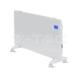 2000W LED Panel Heater With Aluminium Heating Elemenet White IP24 RF Control Display And Wheels