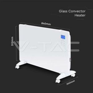 2000W LED Panel Heater With Aluminium Heating Elemenet White IP24 RF Control Display And Wheels