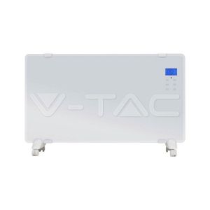 2000W LED Panel Heater With Aluminium Heating Elemenet White IP24 RF Control Display And Wheels