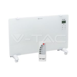 2000W LED Panel Heater With Aluminium Heating Elemenet White IP24 RF Control Display And Wheels