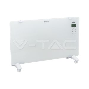 2000W LED Panel Heater With Aluminium Heating Elemenet White IP24 RF Control Display And Wheels