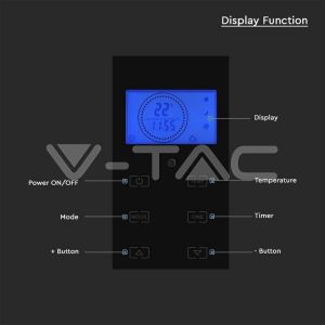 2000W LED Panel Heater With Aluminium Heating Elemenet Black IP24 RF Control Display And Wheels