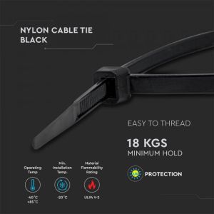 Cable Tie - 3.5* 200mm Black 100pcs/Pack