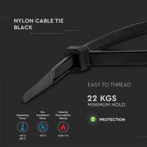 Cable Tie - 4.8*200mm Black 100pcs/Pack