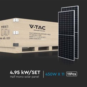 V-TAC Set 5kW (4.95 kW) with 11 Monocrystalline Photovoltaic Solar Panels 450W 2094*1038*35mm (SKU 11353)