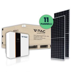 V-TAC Photovoltaic KIT 5kW with 11 Monocrystalline Photovoltaic Solar Panels 450W (SKU 11353) and Single-Phase Hybrid Inverter with Accessories Included (SKU 11508)