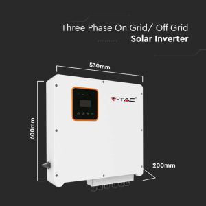 V-TAC Photovoltaic Inverter INVT Three-Phase Hybrid On-Grid / Off-Grid 8kW with LCD Display 3 Year Warranty IP65