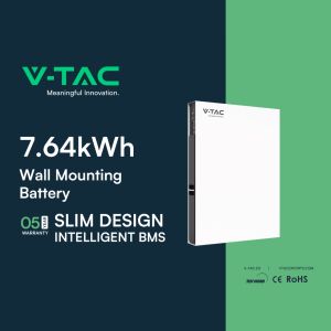 V-TAC Wall Mounted 7.68kWh Lithium-Iron-Phosphate (LiFePO4) Storage Battery Integrated BMS for Photovoltaic Inverters (48V 160Ah)