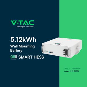 V-TAC 5.12kWh Lithium Wall Storage Battery Integrated BMS for Photovoltaic Inverters (51.2V 100Ah)