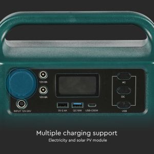 V-TAC Portable Power Station with Lithium Storage Battery 252Wh AC:220V 2*300W (Max. 500W) Rechargeable with Power Supply or Portable Photovoltaic Solar Panel