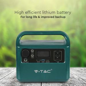 V-TAC Portable Power Station with Lithium Storage Battery 252Wh AC:220V 2*300W (Max. 500W) Rechargeable with Power Supply or Portable Photovoltaic Solar Panel