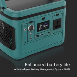 V-TAC Portable Power Station with Lithium Storage Battery 568Wh AC:220V 600W (Max. 1000W) Rechargeable with Power Supply or Portable Photovoltaic Solar Panel