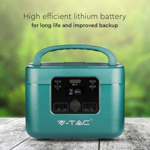 V-TAC Portable Power Station with LiFePO4 Storage Battery 1050Wh AC:220V 2*1000W (Max. 1800W) Rechargeable with Power Supply or Portable Photovoltaic Solar Panel