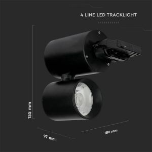 15W LED Track Light Black Body 6000K 5 Years Warranty