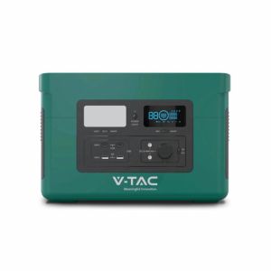 V-TAC Portable Power Station with LiFePO4 Storage Battery 1024Wh AC:220V 1000W (Max. 1800W) with 3 Schuko Sockets Rechargeable with Power Supply or Portable Photovoltaic Solar Panel