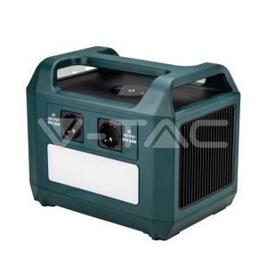 V-TAC Portable Power Station with LiFePO4 Storage Battery 576Wh AC:220V 600W (Max. 1000W) with 2 Rechargeable Schuko Sockets with Power Cable or Portable Photovoltaic Solar Panel