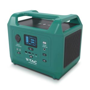 V-TAC Portable Power Station with LiFePO4 Storage Battery 576Wh AC:220V 600W (Max. 1000W) with 2 Rechargeable Schuko Sockets with Power Cable or Portable Photovoltaic Solar Panel